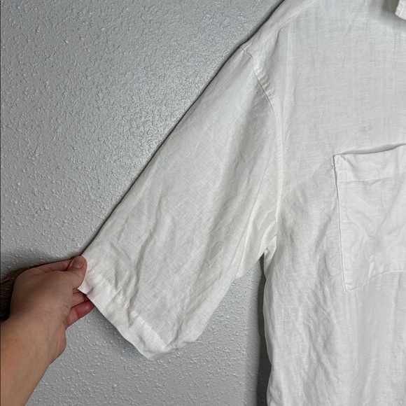 C&C California Women's White Linen 3/4 Sleeve Button-Up Shirt Size Large - Picture 3 of 5